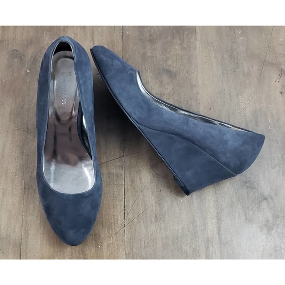👠SOLD👠 Boden Gray Leather Suede Wedge Shoes~Sz 9